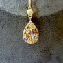 Multi Gemstone Teardrop Pendant Necklace. Sterling Silver.,Gold Plated. Image 8