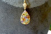 Gold Plated 925 Silver Multi Gemstone Teardrop Pendant Necklace, 18 inches