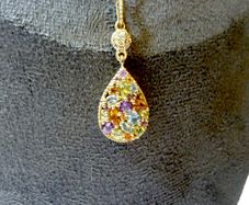 Gold Plated 925 Silver Multi Gemstone Teardrop Pendant Necklace, 18 inches