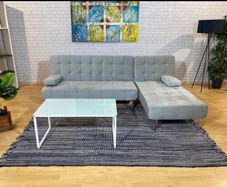 Light grey Velvet corner sofa bed Aroa,236cm