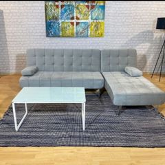 Light grey Velvet corner sofa bed Aroa,236cm