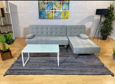 Light grey Velvet corner sofa bed Aroa,236cm