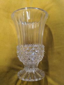 Heavy solid glass crystal vase