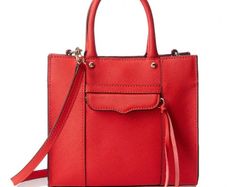 REBECCA MINKOFF Mini Mab Leather Tote Coral Orange!