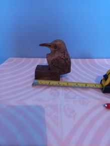 Vintage  wooden figural Match  Holder in the  shape of a  kingfisher bird