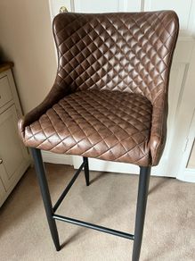 Brown Leather Bar x5 chairs 27 inch Seat Height