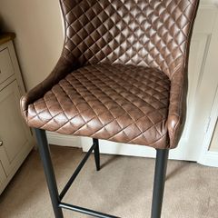 Brown Leather Bar x5 chairs 27 inch Seat Height