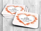 Personalised Wedding Coasters Print name date & any text! 10 Designs!