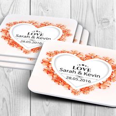 Personalised Wedding Coasters Print name date & any text! 10 Designs!
