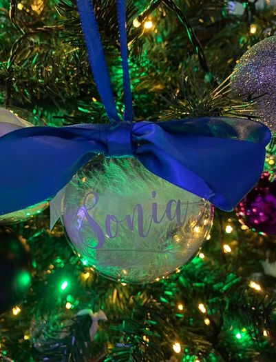 Personalised Christmas Bauble decoration with gift box