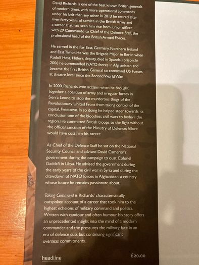 War book: 'Taking command. The autobiography' by General David Richards