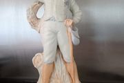 Antique Victorian Bisque Statue Candle Holder "Country Boy"