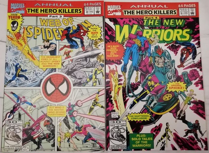 Amazing Spider-Man Annual #26, Spectacular Spider-Man Annual #12, Web of Spider-Man Annual #8 & New Warriors Annual #2 - The Hero Killers Parts 1-4 Complete Set (1992)