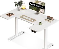 Electric Standing Desk, 120cm U Shaped Height Adjustable Desk with 3 Memory Smart Panels