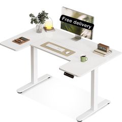 Electric Standing Desk, 120cm U Shaped Height Adjustable Desk with 3 Memory Smart Panels