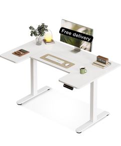 Electric Standing Desk, 120cm U Shaped Height Adjustable Desk with 3 Memory Smart Panels