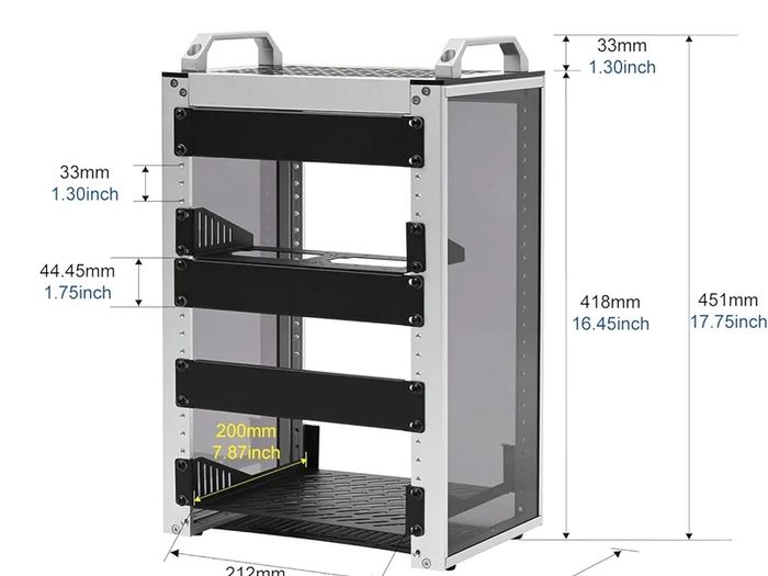 DeskPi RackMate T1, 10 Inch 8U Server Cabinet, 200mm Depth Mini Rack with Rack Shelf & Blank Panel, for 10 Inch AV, NAS and Server Equipment (Silver)