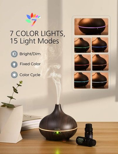 Essential Oil Diffuser For Aromatherapy, Ultrasonic Aroma Diffusers Cool Mist Humidifiers with Waterless Auto Shut-Off For Yoga, Office, Spa, Bedroom, Baby Room