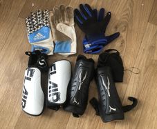 football gloves & shin pads .
