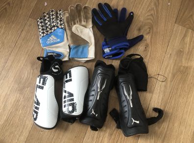 football gloves & shin pads .