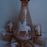 Vintage Pink Glass Barware Decanter/6 shot Glasses circa 1950s Image 9