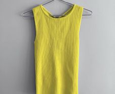 Pre Owned Zara Lime Green Ribbed Knit Tank Top