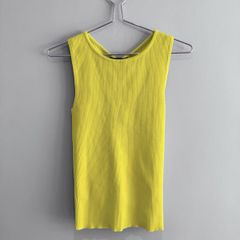 Pre Owned Zara Lime Green Ribbed Knit Tank Top