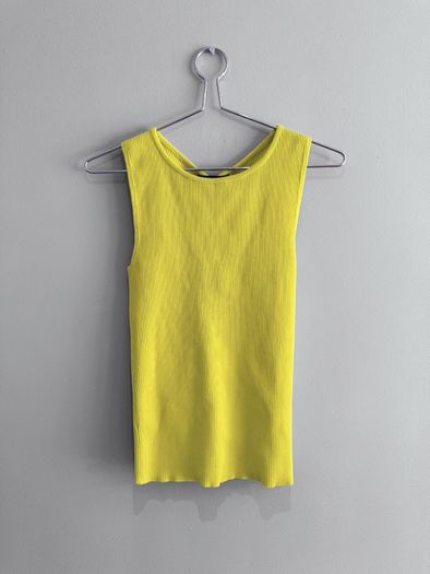 Pre Owned Zara Lime Green Ribbed Knit Tank Top
