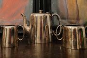 Early 20th C Hotelware teapot, milk jug &amp; sugar bowl