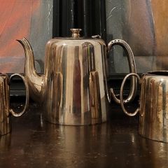 Early 20th C Hotelware teapot, milk jug & sugar bowl