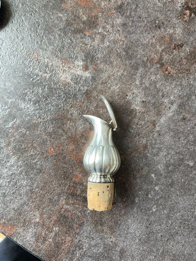 Antique Silver Bottle Pourer with Counter Balanced Lid