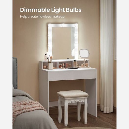 Dressing Table with Mirror and Bulbs,   Cosmetic LED
