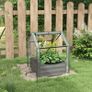 Metal Planter Box with Cover, Raised Garden Bed with Greenhouse, for Herbs and Vegetables, Clear and Dark Grey Image 2