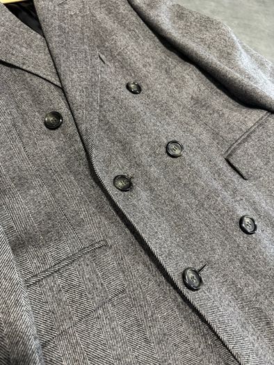 Men's Gray Double-Breasted Herringbone Coat