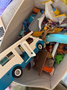 Box of playmobil