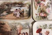 5 Vintage Massilli France mini tin tray