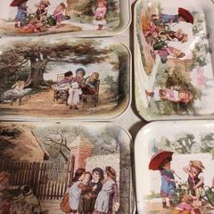 5 Vintage Massilli France mini tin tray