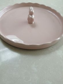 Pink plate with bunny rabbit raised rim