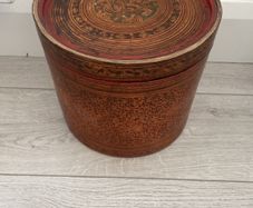 Old Asian Chinese Lacquer Hat Box