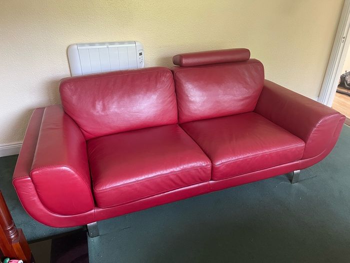 red leather sofa