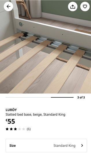 LUROY Slatted bed base, beige, Standard King