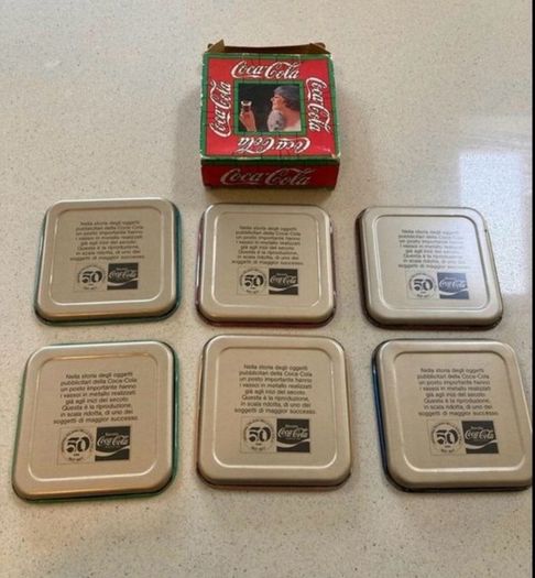 Coca Cola 6 Metal Liberty Coasters