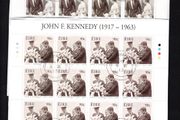 2013 Ireland 50th Death Anniversary of John F Kennedy (JFK) Commemorative Stamps Sheetlet Plate 1A1A1A1A Fine Used with Dublin cancel of 6th June 2013 (First day of issued) on envelope extract.