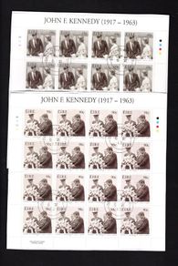 2013 Ireland 50th Death Anniversary of John F Kennedy (JFK) Commemorative Stamps Sheetlet Plate 1A1A1A1A Fine Used with Dublin cancel of 6th June 2013 (First day of issued) on envelope extract.