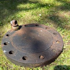 Antique Cast Iron Blind Flange Industrial Salvage