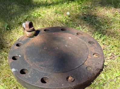 Antique Cast Iron Blind Flange Industrial Salvage