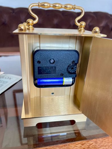 As New Vintage Westclox Quartz Carriage Clock Gold Metal Rectangular Roman Numerals Analogue 1980s