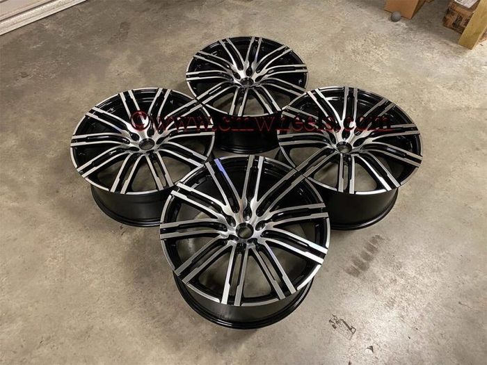 21" Inch Porsche Macan Turbo Style Alloy Wheels Gloss black polished 5x112 66.6