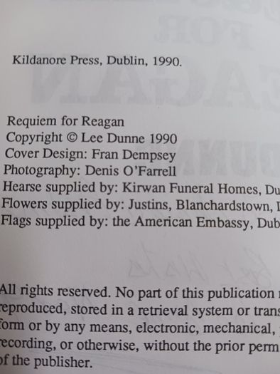 Lee Dunne/ Requiem for Reagan/ 1990/ signed