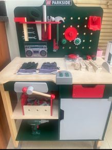 Kids work bench with tools